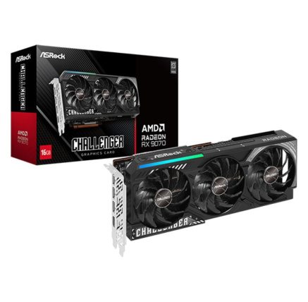 ASRock VGA AMD Radeon RX 9070 Challenger 16GB, RX 9070, 16GB GDDR6, 3xDP, 1xHDMI