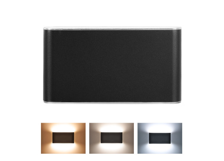 Solight LED venkovní nástěnné osvětlení Modena, 12W, 800lm, 3CCT, černá