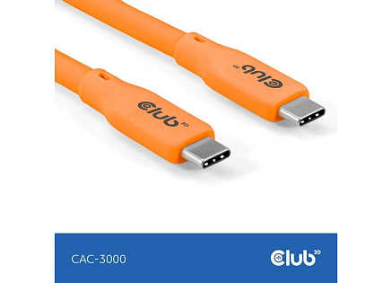 Club3D Kabel USB-C 4.0, 20Gbps, 4K60Hz, PD 240W, 2m, oranžová Club3D Kabel USB-C 4.0, 20Gbps, 4K60Hz, PD 240W, 2m, oranžová