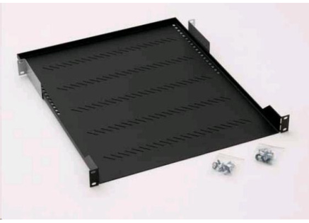 TRITON Police s perforací 19", 1U/750mm, nosnost 40kg, šedá