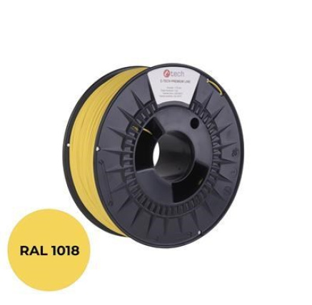 C-TECH Tisková struna (filament) PREMIUM LINE, PLA, zinková žlutá, RAL1018, 1,75mm, 1kg
