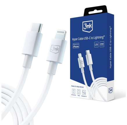 3mk datový kabel - Hyper Cable C to Lightning 20W 1.2m, bílá 3mk datový kabel - Hyper Cable C to Lightning 20W 1.2m, bílá