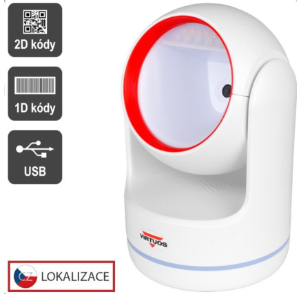 Virtuos CCD 2D čtečka Virtuos HT-861A, stacionární, USB, bílá
