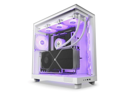NZXT skříň H6 Flow RGB dvoukomorová / MidT / 3x120mm RGB fan / 2xUSB 3.2 / USB-C / prosklená / bílá