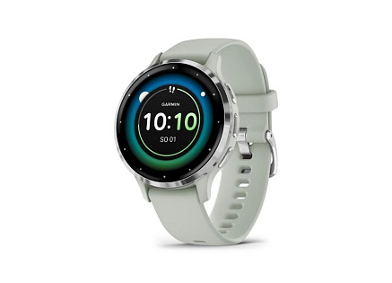Garmin Venu® 3S, Silver/Sage grey, Silicone band