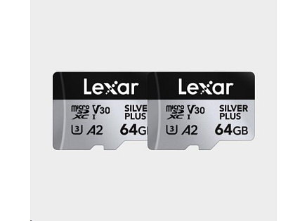 Lexar microSDXC Silver Plus 1066x UHS-I/U3/A2/4K R205/W100 (V30) 64GB - 2pack