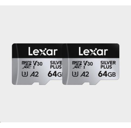 Lexar microSDXC Silver Plus 1066x UHS-I/U3/A2/4K R205/W100 (V30) 64GB - 2pack