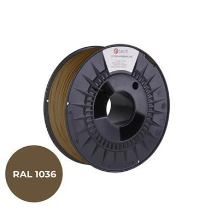 C-TECH Tisková struna (filament) PREMIUM LINE, PLA, perleťová zlatá, RAL1036, 1,75mm, 1kg