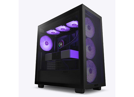 NZXT skříň H7 Flow RGB edition / ATX / 3x 140 mm fan / USB-C / 2x USB / prosklená bočnice / mesh panel / RGB / černá