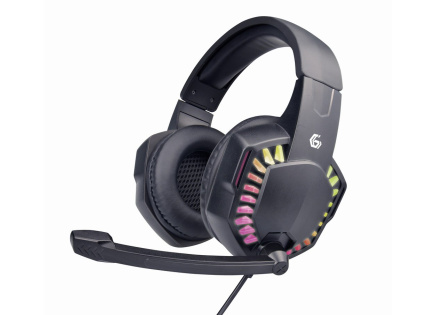 GEMBIRD sluchátka s mikrofonem GHS-06, herní, černá s RGB LED podsvícením
