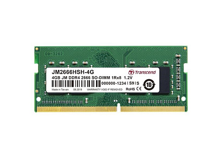 TRANSCEND SODIMM DDR4 4GB 2666MHz 1Rx8 512Mx8 CL19 1.2V