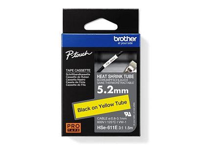 BROTHER smršťovací bužírka - HSE-611E žlutá pro E300VP H300 H500 E550 P700 P750 D800 P900 P950 - 5,2mm / o 0,8-3,1 / 3:1
