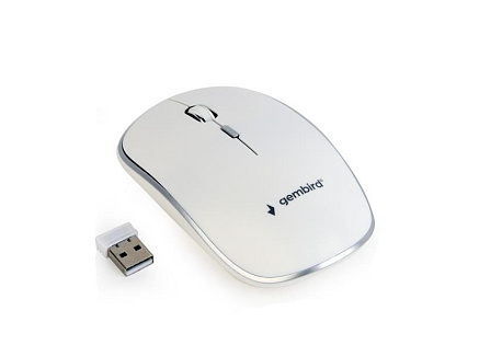 GEMBIRD myš MUSW-4B-01, bílá, bezdrátová, USB nano receiver