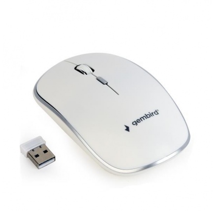 GEMBIRD myš MUSW-4B-01, bílá, bezdrátová, USB nano receiver