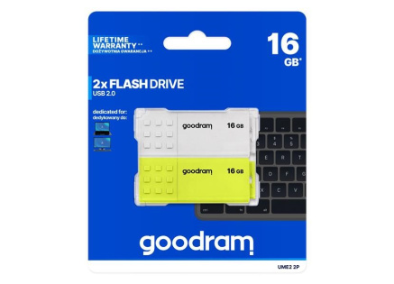 GOODRAM Flash Disk 2x16GB UME2, USB 2.0, bílá, žlutá