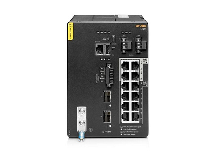 Aruba 4100i 12-port 1GbE (8-port Class 4 POE and 4-port Class 6 POE) 2-port SFP+ DIN Mount Switch JL817A RENEW