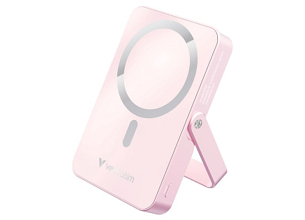 VERBATIM Powerbanka Charge 'n' Go, Magnetická, 10000 mAh, USB-C, Stojánek, Růžová