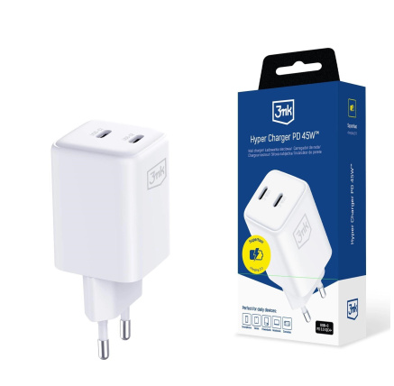 3mk síťová nabíječka - Hyper Charger PD 45W, bílá 3mk síťová nabíječka - Hyper Charger PD 45W, bílá