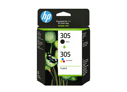 HP 305 2-Pack Tri-color/Black Original Ink Cartridge (100 / 120 pages) HP 305 2-Pack Tri-color/Black Original Ink Cartridge (100 / 120 pages)