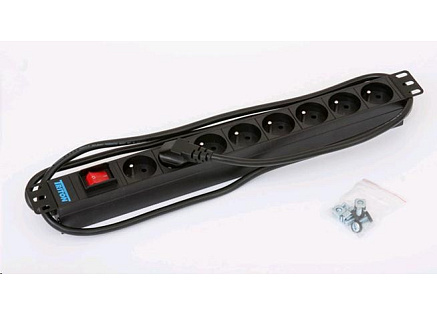 TRITON 19" rozvodný panel 8x230V - 2m, vypínač, černý