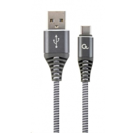 GEMBIRD Kabel USB 2.0 AM na Type-C kabel (AM/CM), 1m, opletený, šedo-bílý, blister, PREMIUM QUALITY GEMBIRD Kabel USB 2.0 AM na Type-C kabel (AM/CM), 1m, opletený, šedo-bílý, blister, PREMIUM QUALITY