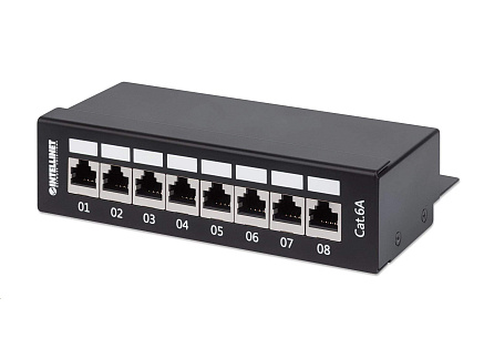 Intellinet Patch panel 8 port Cat6A, stíněný FTP, černý, stolní