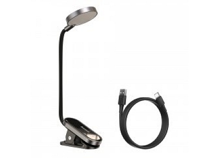 Baseus LED lampa na čtení s klipem, šedá