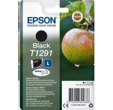 EPSON ink čer Singlepack "Jablko" Black T1291 DURABrite Ultra Ink (11,2 ml) EPSON ink čer Singlepack "Jablko" Black T1291 DURABrite Ultra Ink (11,2 ml)