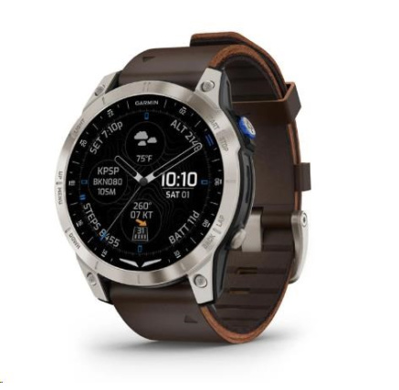 Garmin D2 Mach1, Sapphire Titan/ Brown Leather Band