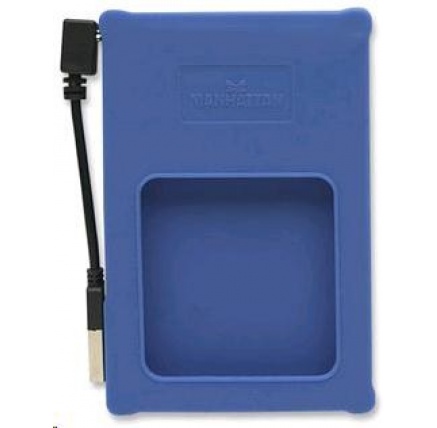 MANHATTAN USB 2.0 2,5" SATA silikonový box na externí HDD, modrý