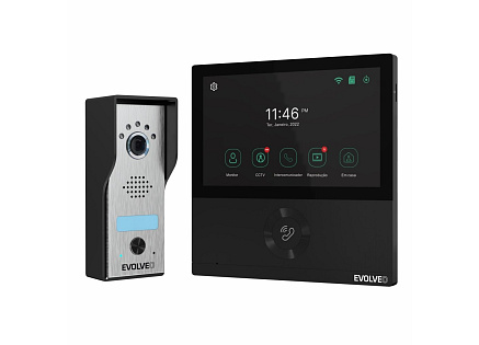 EVOLVEO DoorPhone AHD7, Sada domácího WiFi videotelefonu s ovládáním brány nebo dveří černý monitor