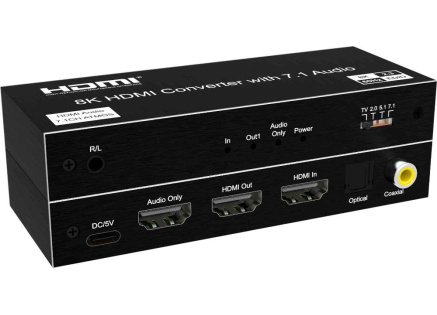 PremiumCord Audio Extractor HDR, 8K@60Hz,výstupy: stereo jack, SPDIF, RCA, HDMI