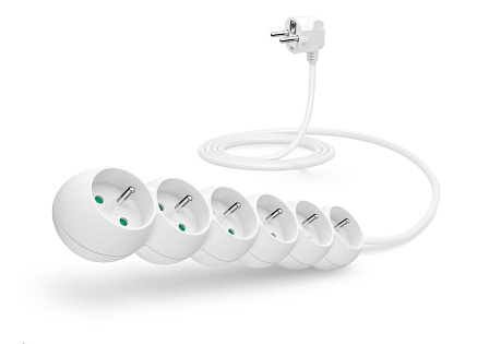 CONNECT IT prodlužovací kabel 230V, 6 zásuvek, 2 m, bez vypínače (bílý)