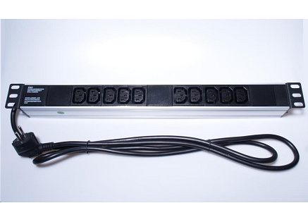 PremiumCord Panel napájecí do 19" racku 1U, 10xIEC (C13), 2m kabel