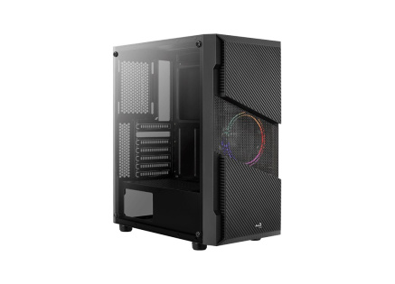 AEROCOOL skříň Menace Saturn FRGB ML G, Mid tower, 2x USB 3.0, 2x audio, 1x 120mm FRGB Fan, bez zdroje