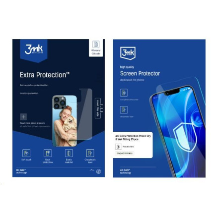3mk All-Safe - AIO fólie Extra Protection Phone Dry & Wet Fitting, 25 ks 3mk All-Safe - AIO fólie Extra Protection Phone Dry & Wet Fitting, 25 ks