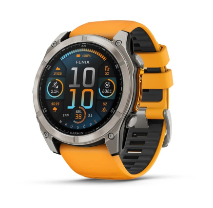 Garmin - fenix® 8 – 51 mm, AMOLED Sapphire, Titanium s Orange/Graphite silikonovým řemínkem, EU