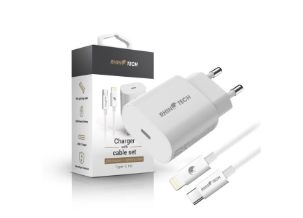 RhinoTech 25W PD nabíjecí adaptér s kabelem USB-C na Lightning 27W 1M bílá