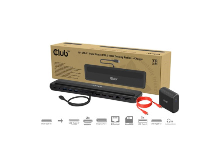 Club3D Dokovací stanice USB-C 12v1, 2xHDMI, 1xDP, 2xUSB-C, 3xUSB, 1xRJ45, 1x3.5mm, černá