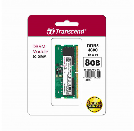 TRANSCEND SODIMM DDR5 16GB 4800MHz 1Rx8 2Gx8 CL40 1.1V TRANSCEND SODIMM DDR5 16GB 4800MHz 1Rx8 2Gx8 CL40 1.1V