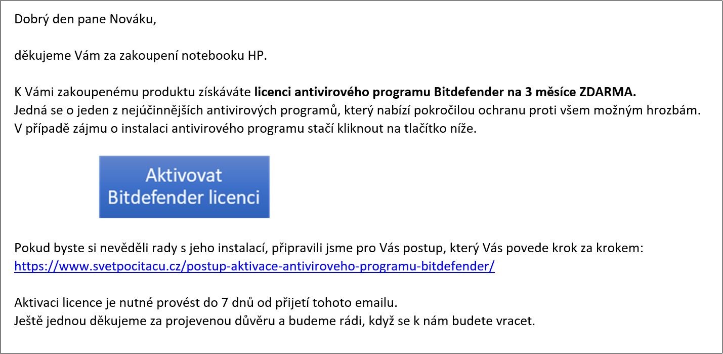Aktivace Bitdefender